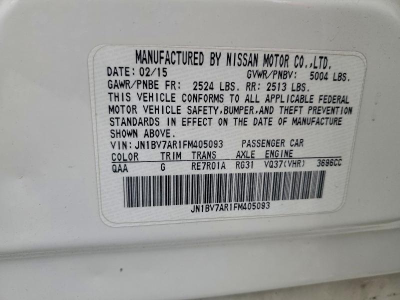 Продажа на аукционе авто 2015 Infiniti Q50, vin: JN1BV7AR1FM405093, номер лота: 95754435