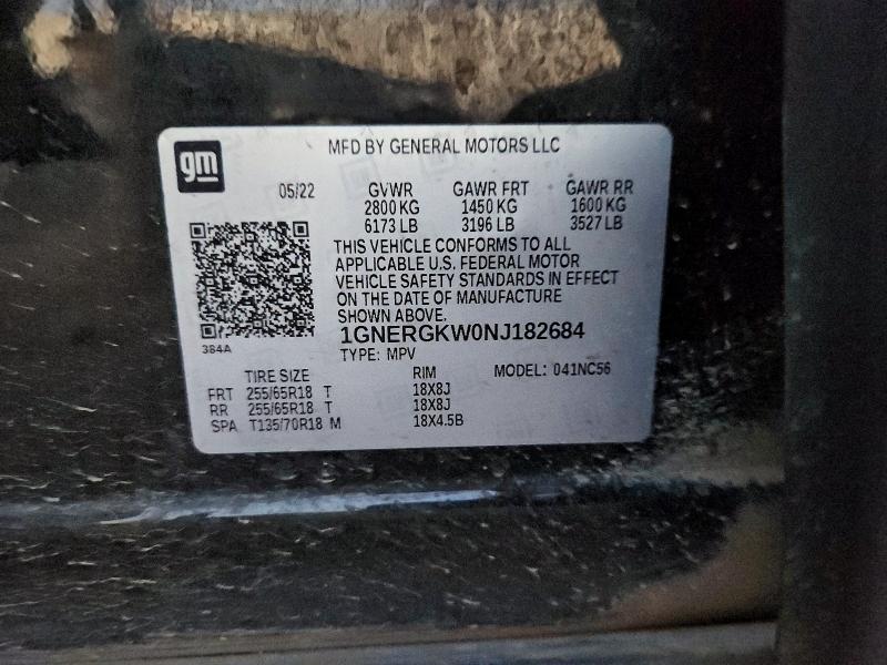 Продаж на аукціоні авто 2022 Chevrolet Traverse, vin: 1GNERGKW0NJ182684, номер лоту: 97668605