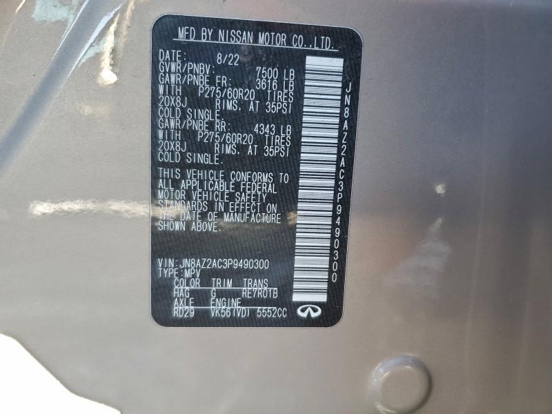 97000555 :رقم المزاد ، JN8AZ2AC3P9490300 vin ، 2023 Infiniti Qx80 Luxe مزاد بيع