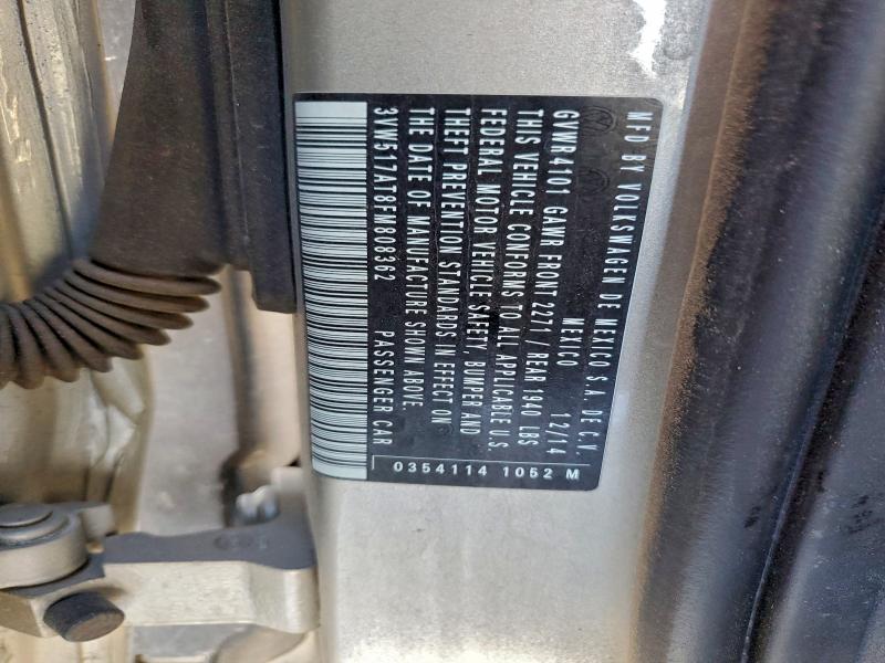 94696545 :رقم المزاد ، 3VW517AT8FM808362 vin ، 2015 Volkswagen Beetle 1.8 مزاد بيع
