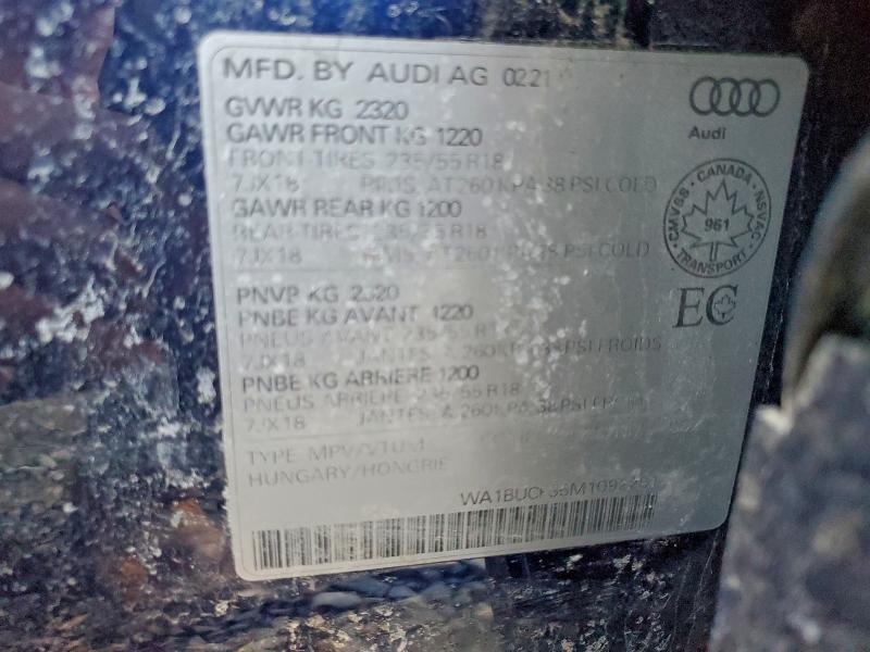 97756365 :رقم المزاد ، WA1BUCF35M1092281 vin ، 2021 Audi Q3 مزاد بيع