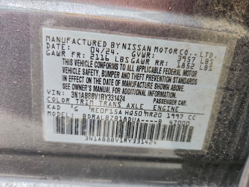 Aukcja sprzedaży 2024 Nissan Sentra, vin: 3N1AB8BV1RY331424, numer aukcji: 95559545