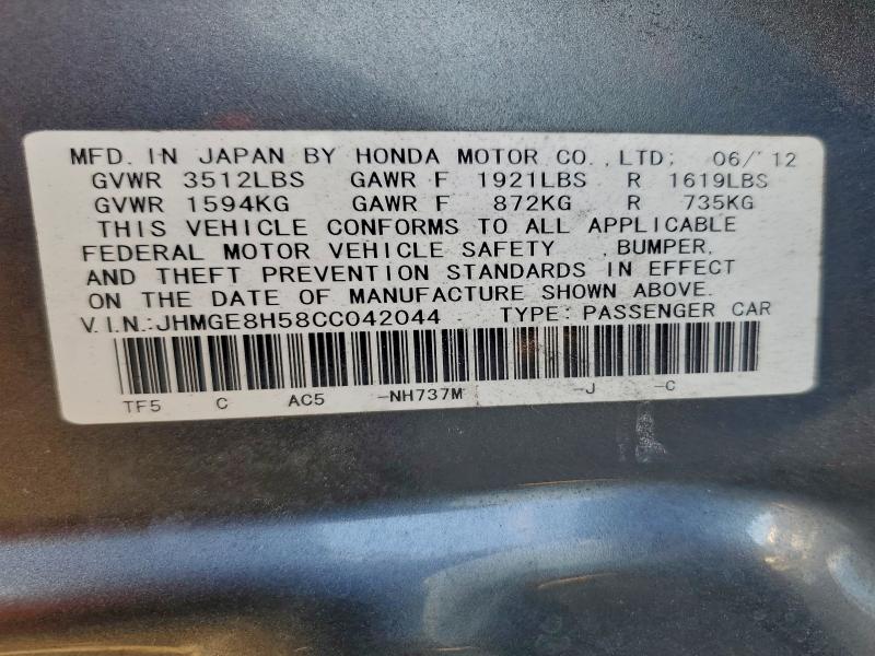 Продажа на аукционе авто 2012 Honda Fit Sport, vin: JHMGE8H58CC042044, номер лота: 97055155