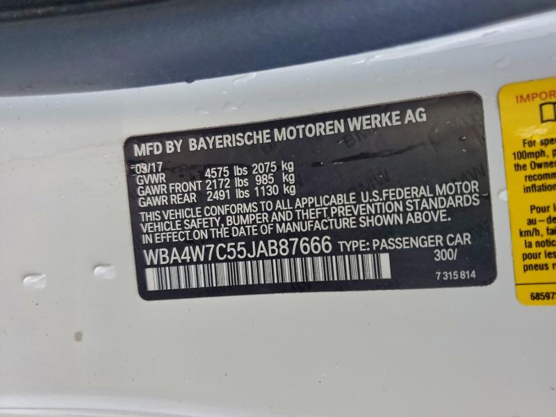 2018 Bmw 440i მანქანა იყიდება აუქციონზე, vin: WBA4W7C55JAB87666, აუქციონის ნომერი: 97613135