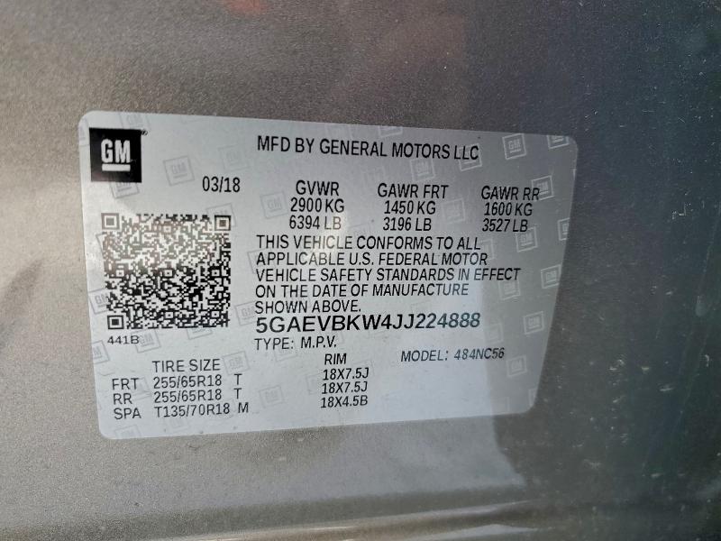 Продаж на аукціоні авто 2018 Buick Enclave, vin: 5GAEVBKW4JJ224888, номер лоту: 96482205