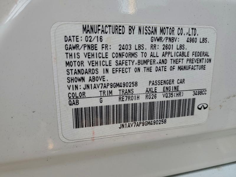Продажа на аукционе авто 2016 Infiniti Q50, vin: JN1AV7AP9GM490258, номер лота: 97812315