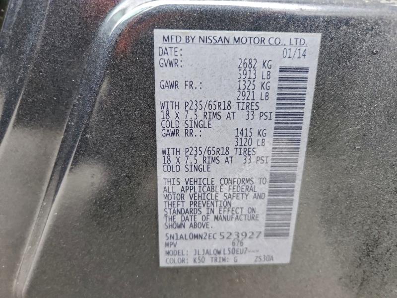 Aukcja sprzedaży 2014 Infiniti Qx60, vin: 5N1AL0MN2EC523927, numer aukcji: 94501735