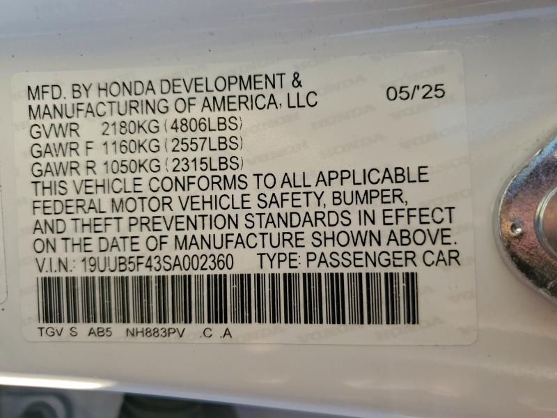 Продаж на аукціоні авто 2025 Acura Tlx Techno, vin: 19UUB5F43SA002360, номер лоту: 95720495