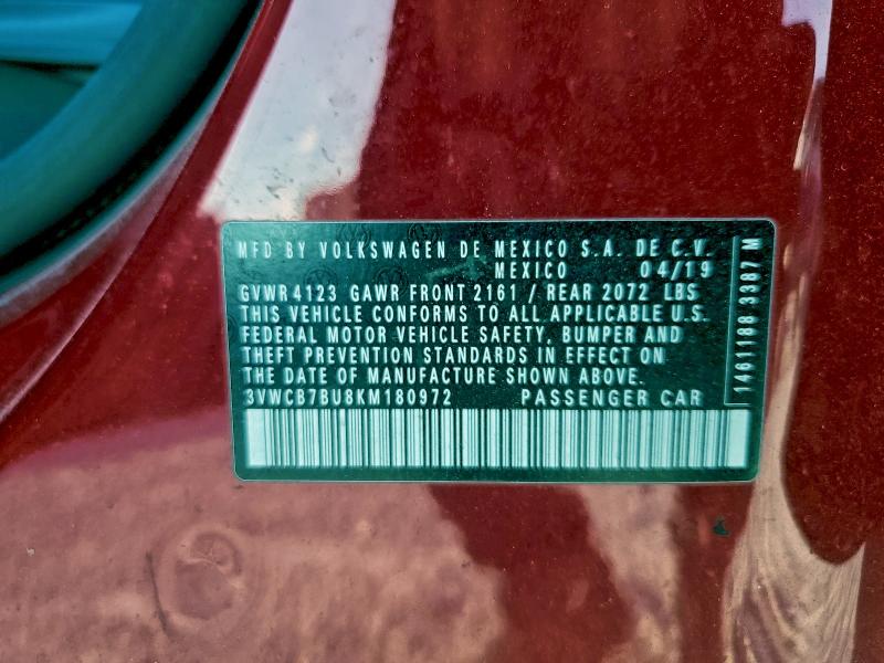 Aukcja sprzedaży 2019 Volkswagen Jetta, vin: 3VWCB7BU8KM180972, numer aukcji: 98112775