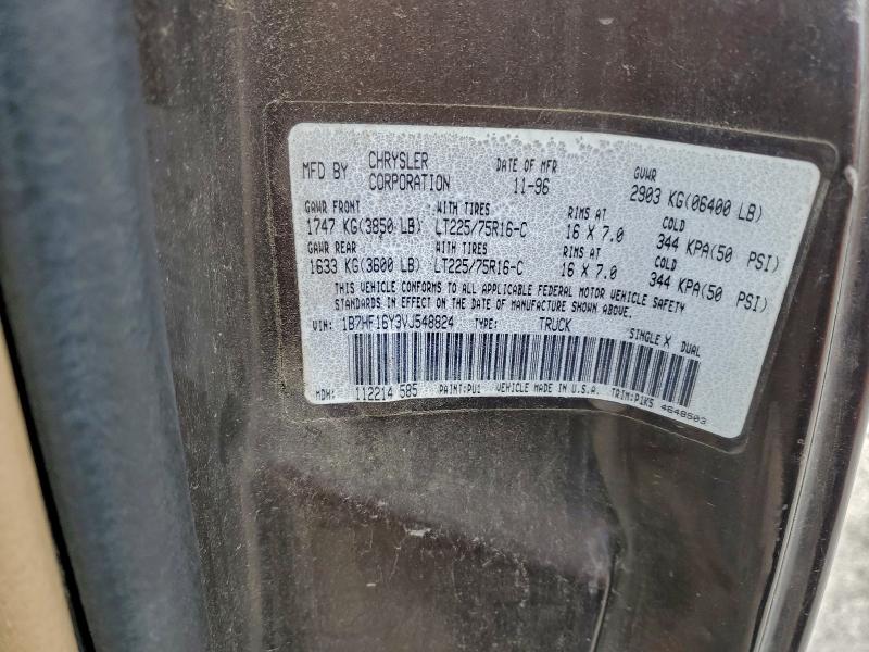 95769335 :رقم المزاد ، 1B7HF16Y3VJ548824 vin ، 1997 Dodge Ram 1500 مزاد بيع