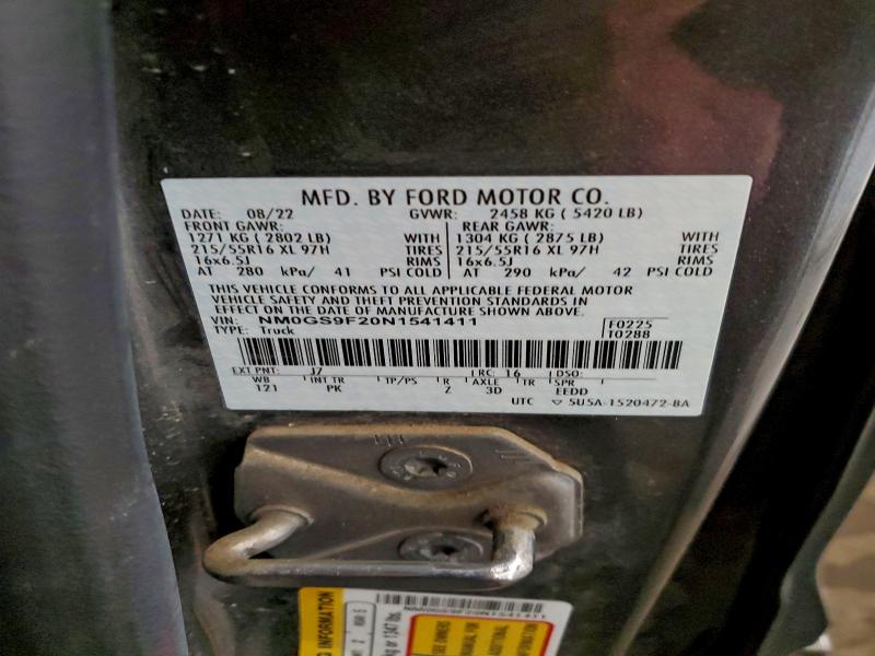 Продажа на аукционе авто 2022 Ford Transit Connect, vin: NM0GS9F20N1541411, номер лота: 47293266