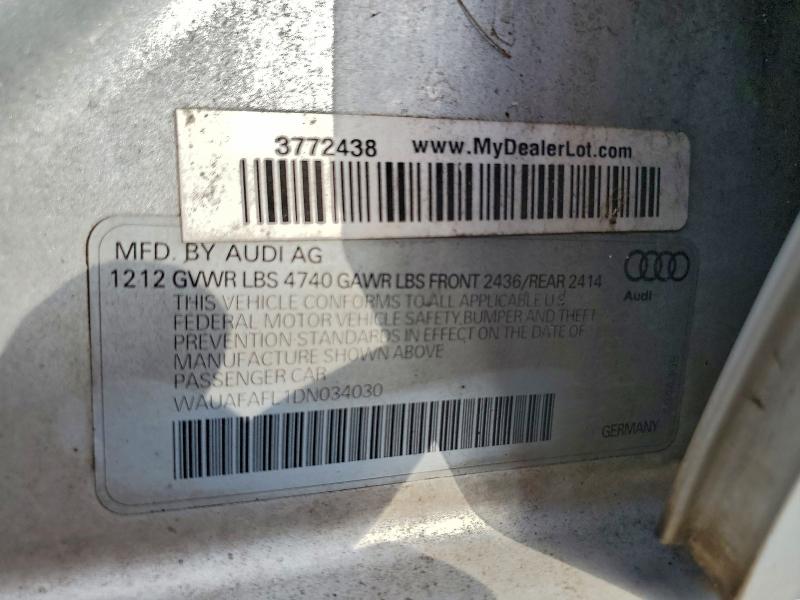 Aukcja sprzedaży 2013 Audi A4, vin: WAUAFAFL1DN034030, numer aukcji: 95013435