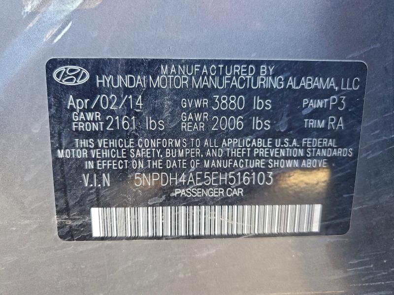 Aukcja sprzedaży 2014 Hyundai Elantra Se, vin: 5NPDH4AE5EH516103, numer aukcji: 96081435