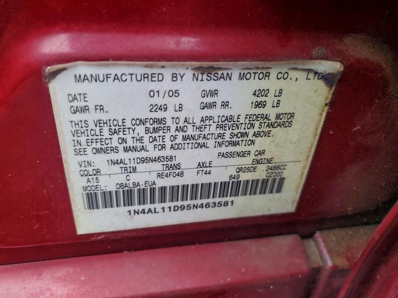 Aukcja sprzedaży 2005 Nissan Altima, vin: 1N4AL11D95N463581, numer aukcji: 94671185