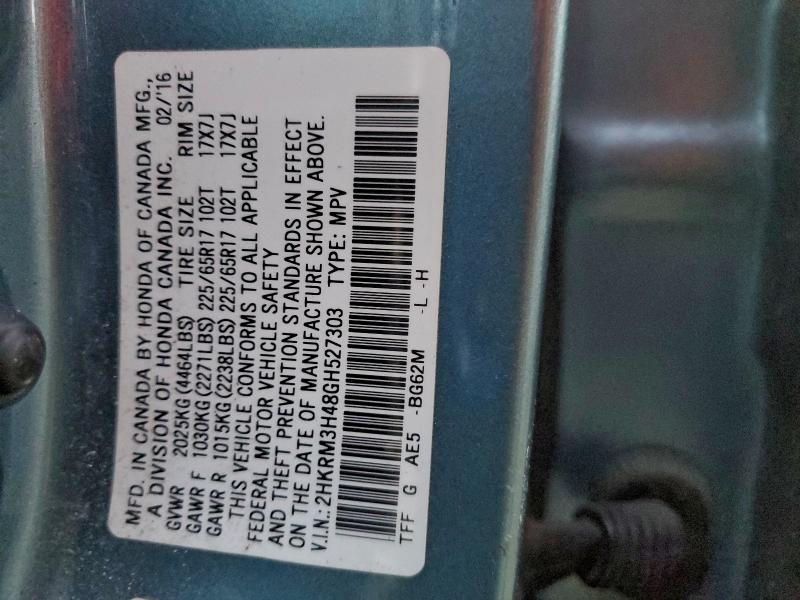 97174365 :رقم المزاد ، 2HKRM3H48GH527303 vin ، 2016 Honda Cr-v Se مزاد بيع