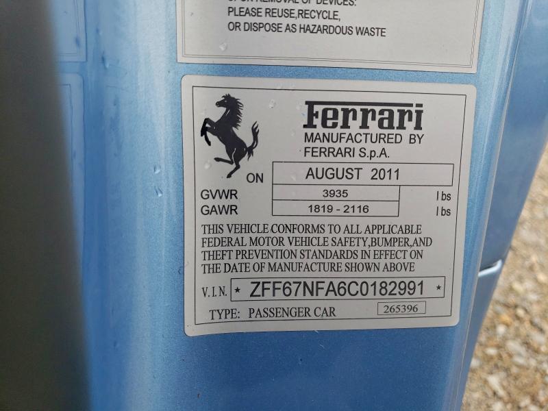 74289715 :رقم المزاد ، ZFF67NFA6C0182991 vin ، 2012 Ferrari 458 Italia مزاد بيع