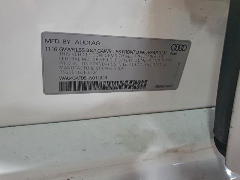 Aukcja sprzedaży 2017 Audi A8, vin: WAU43AFD5HN011838, numer aukcji: 97423555