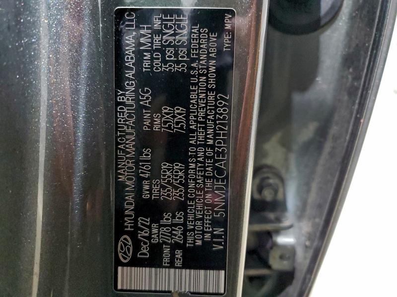 2023 Hyundai Tucson მანქანა იყიდება აუქციონზე, vin: 5NMJECAE3PH213892, აუქციონის ნომერი: 96684945