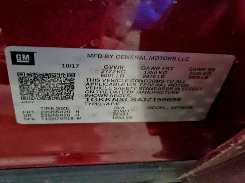 Продажа на аукционе авто 2018 Gmc Acadia, vin: 1GKKNXLS4JZ159699, номер лота: 95686795