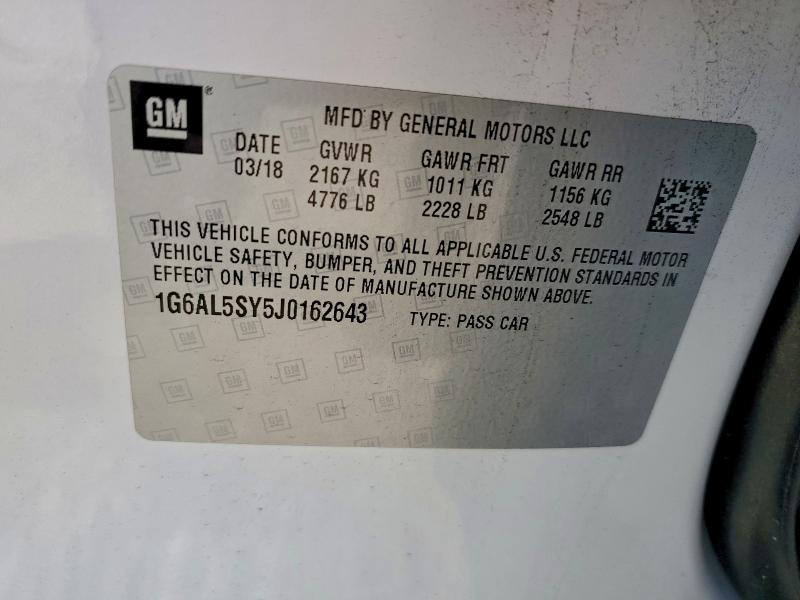 2018 Cadillac Ats მანქანა იყიდება აუქციონზე, vin: 1G6AL5SY5J0162643, აუქციონის ნომერი: 97484005