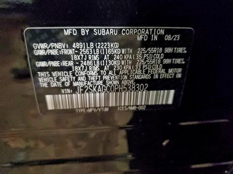 Aukcja sprzedaży 2023 Subaru Forester S, vin: JF2SKAGC0PH538302, numer aukcji: 96754295