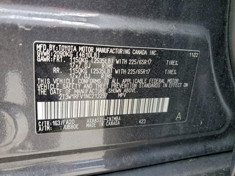 Aukcja sprzedaży 2022 Toyota Rav4 Xle, vin: 2T3W1RFV1NC213297, numer aukcji: 97405565