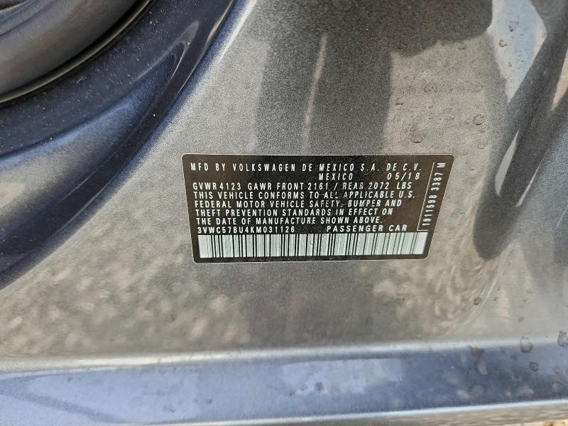 Aukcja sprzedaży 2019 Volkswagen Jetta, vin: 3VWC57BU4KM031126, numer aukcji: 97218145