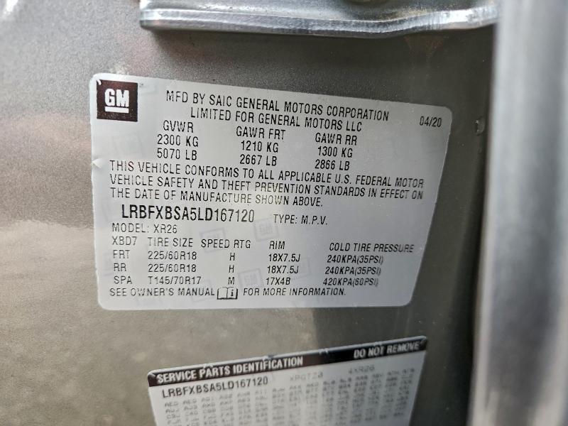 94486805 :رقم المزاد ، LRBFXBSA5LD167120 vin ، 2020 Buick Envision مزاد بيع