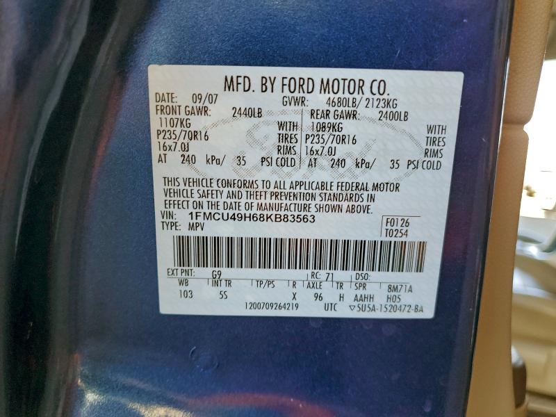 2008 Ford Escape Hev მანქანა იყიდება აუქციონზე, vin: 1FMCU49H68KB83563, აუქციონის ნომერი: 96111765