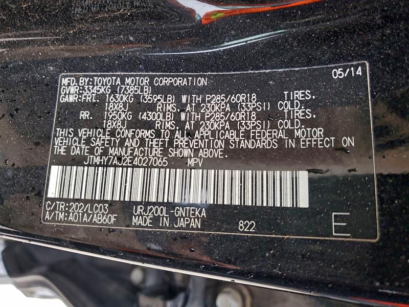 Aukcja sprzedaży 2014 Toyota Land Cruiser, vin: JTMHY7AJ2E4027065, numer aukcji: 93713685