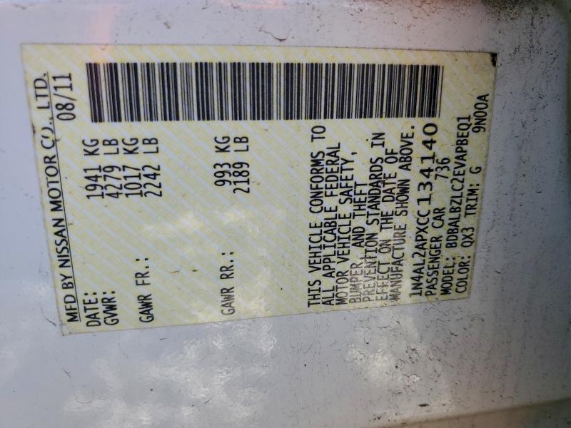 2012 Nissan Altima მანქანა იყიდება აუქციონზე, vin: 1N4AL2APXCC134140, აუქციონის ნომერი: 98045915