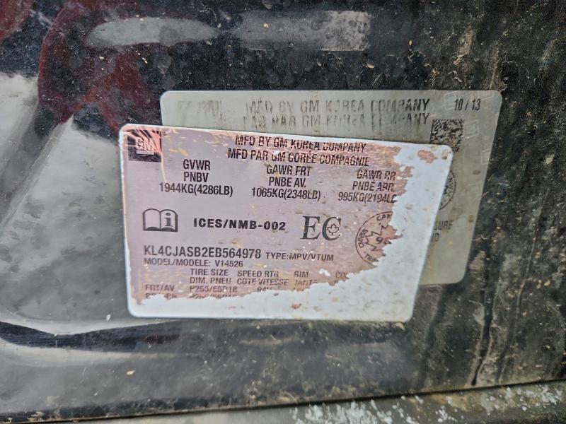 96302875 :رقم المزاد ، KL4CJASB2EB564978 vin ، 2014 Buick Encore مزاد بيع