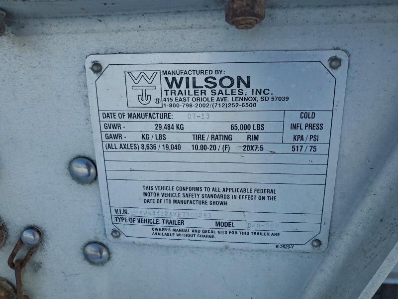 90479895 :رقم المزاد ، 4WW4412AXE7706293 vin ، 2014 Wilson Trailer مزاد بيع