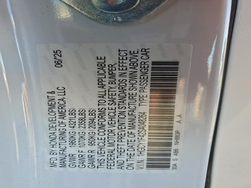 Aukcja sprzedaży 2025 Honda Accord, vin: 1HGCY1F42SA048264, numer aukcji: 96183805