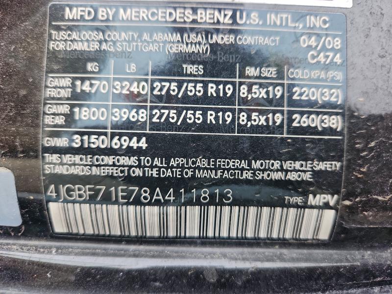95531725 :رقم المزاد ، 4JGBF71E78A411813 vin ، 2008 Mercedes-benz Gl مزاد بيع