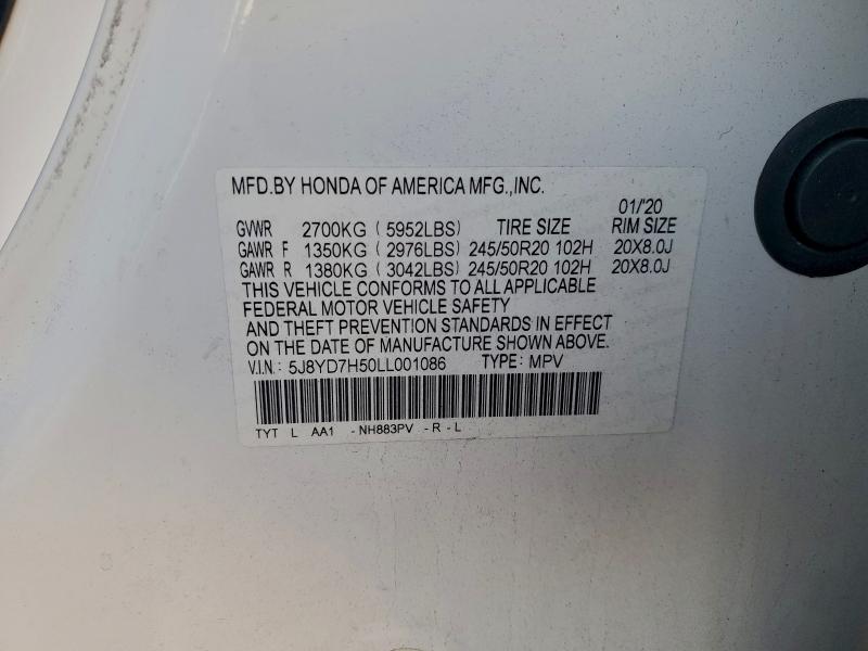 Aukcja sprzedaży 2020 Acura Mdx, vin: 5J8YD7H50LL001086, numer aukcji: 97073075