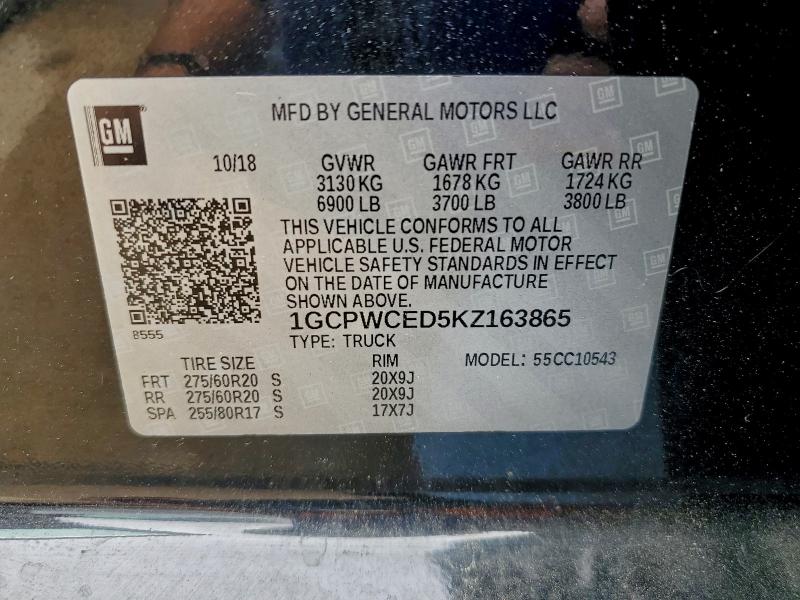 Aukcja sprzedaży 2019 Chevrolet Silverado, vin: 1GCPWCED5KZ163865, numer aukcji: 93228415