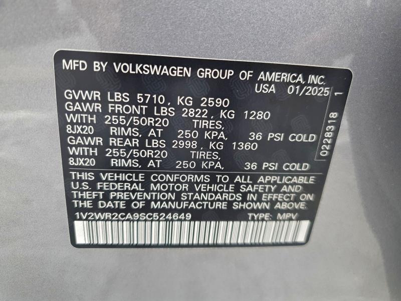 94086025 :رقم المزاد ، 1V2WR2CA9SC524649 vin ، 2025 Volkswagen Atlas Se مزاد بيع