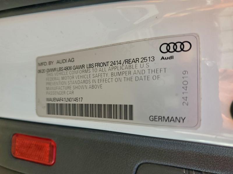 Auction sale of the 2020 Audi A4, vin: WAUENAF41LN014517, lot number: 97343135
