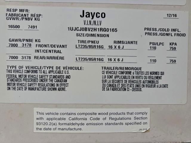 Aukcja sprzedaży 2017 Jayco Pinnacle, vin: 1UJCJ0BV2H1RG0165, numer aukcji: 94118285