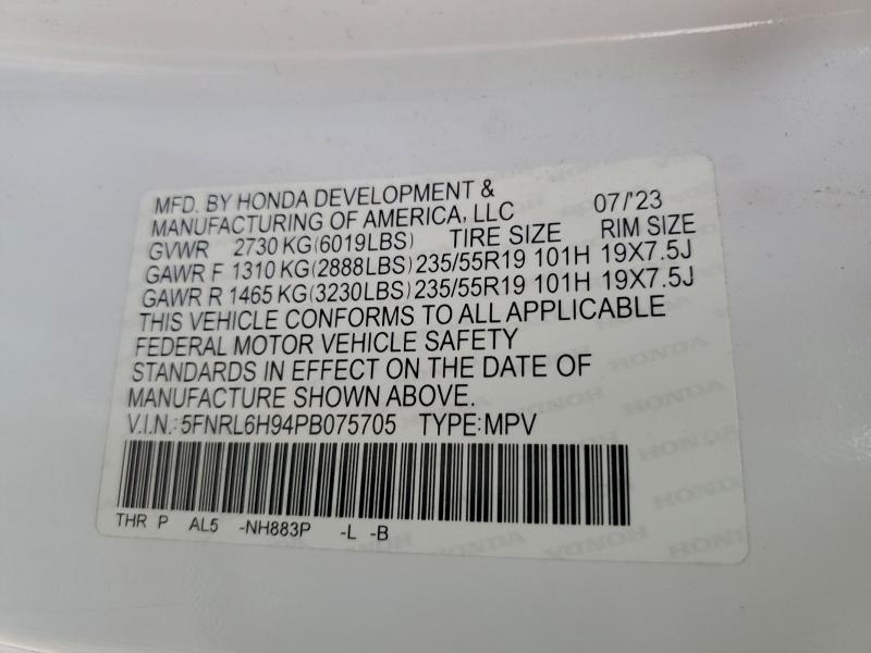 Продажа на аукционе авто 2023 Honda Odyssey, vin: 5FNRL6H94PB075705, номер лота: 97995205