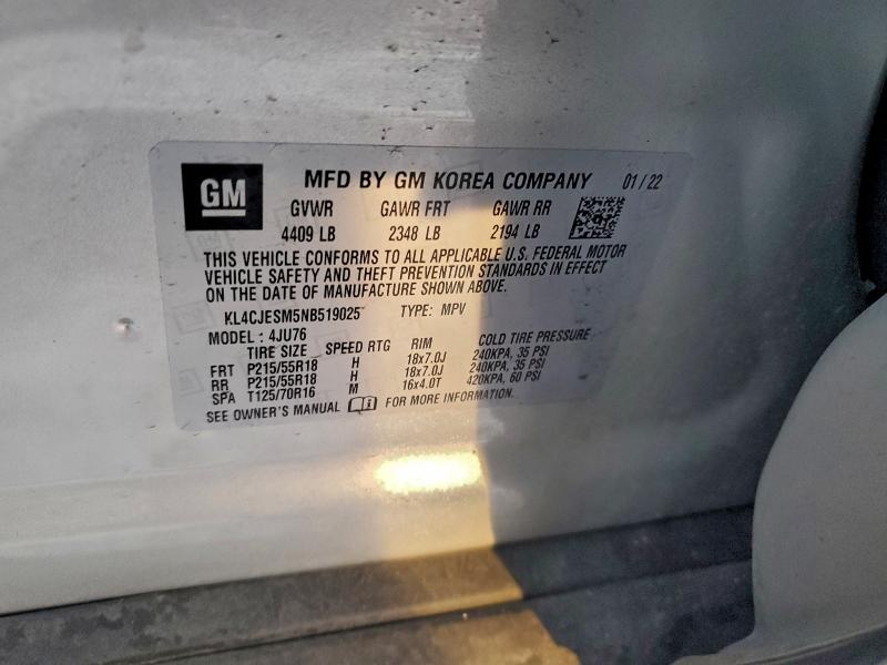 Продаж на аукціоні авто 2022 Buick Encore, vin: KL4CJESM5NB519025, номер лоту: 94547065