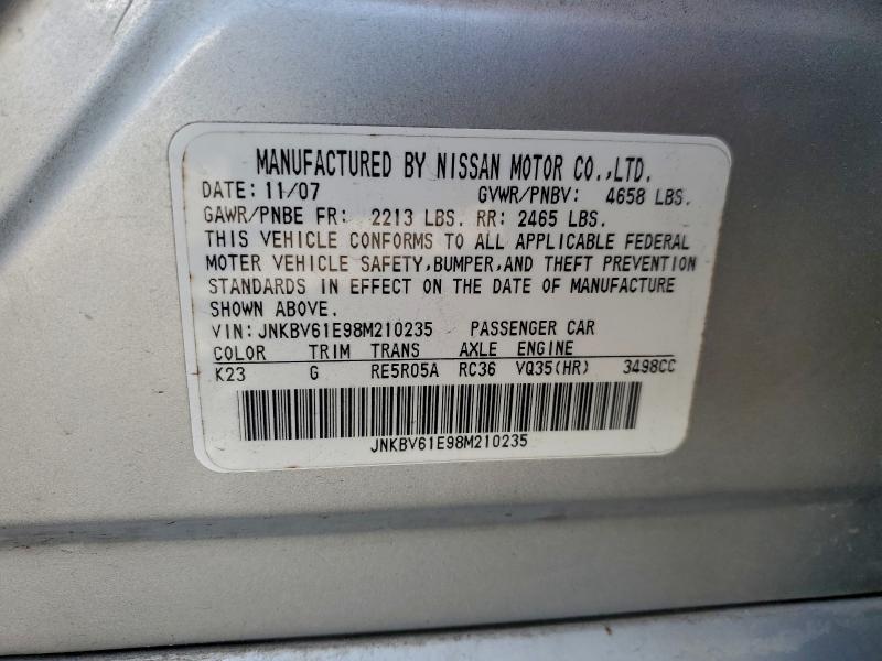 Aukcja sprzedaży 2008 Infiniti G35, vin: JNKBV61E98M210235, numer aukcji: 95246715