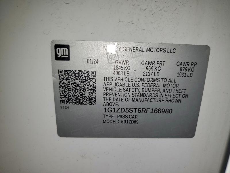 97360305 :رقم المزاد ، 1G1ZD5ST6RF166980 vin ، 2024 Chevrolet Malibu مزاد بيع