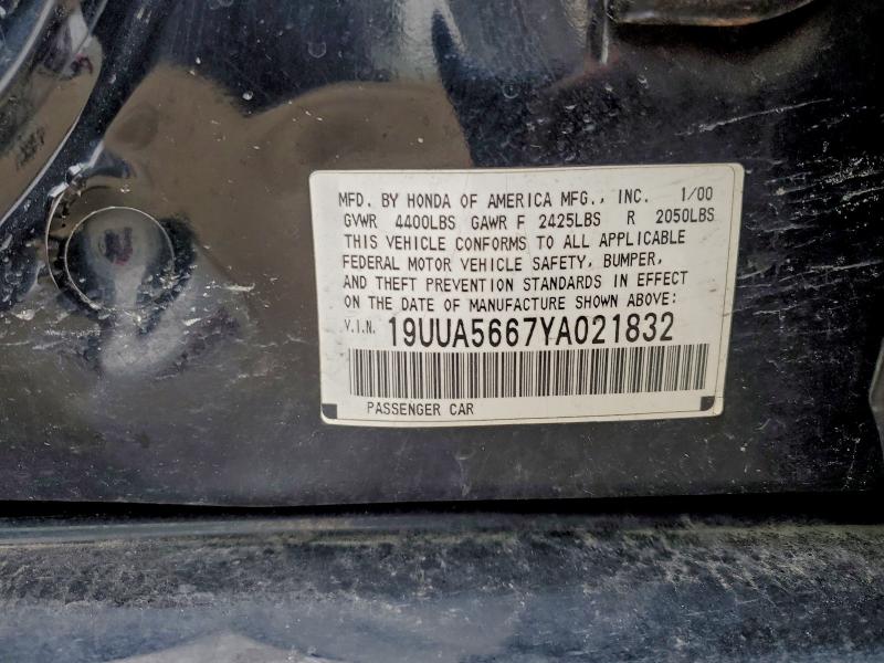 2000 Acura 3.2tl მანქანა იყიდება აუქციონზე, vin: 19UUA5667YA021832, აუქციონის ნომერი: 97724535