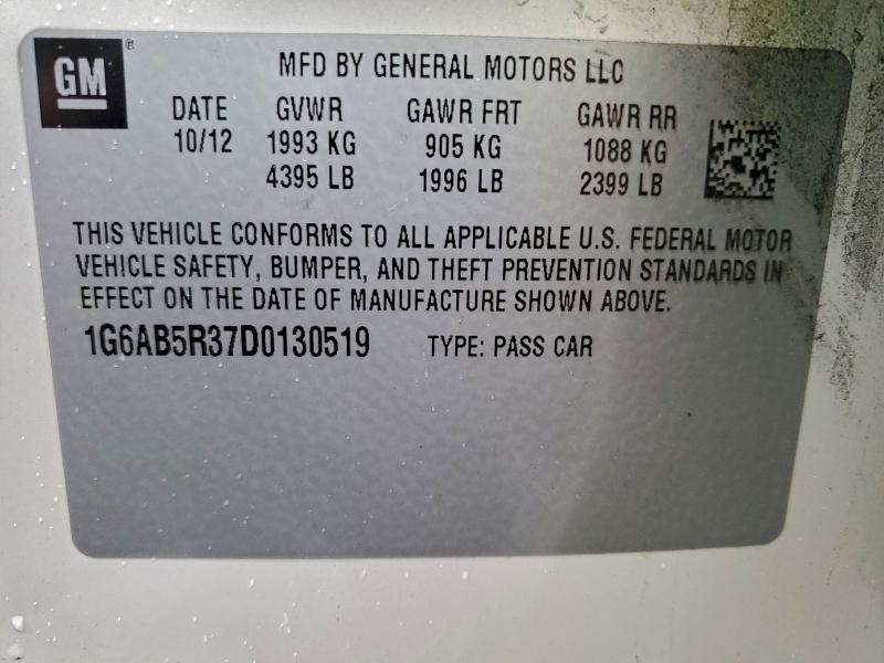 2013 Cadillac Ats მანქანა იყიდება აუქციონზე, vin: 1G6AB5R37D0130519, აუქციონის ნომერი: 97145675