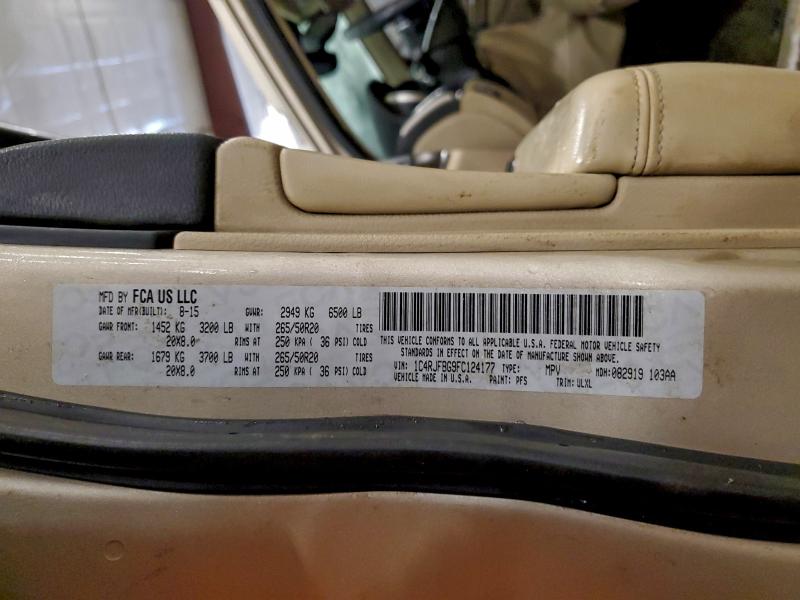 95917585 :رقم المزاد ، 1C4RJFBG9FC124177 vin ، 2015 Jeep Grand Cherokee مزاد بيع