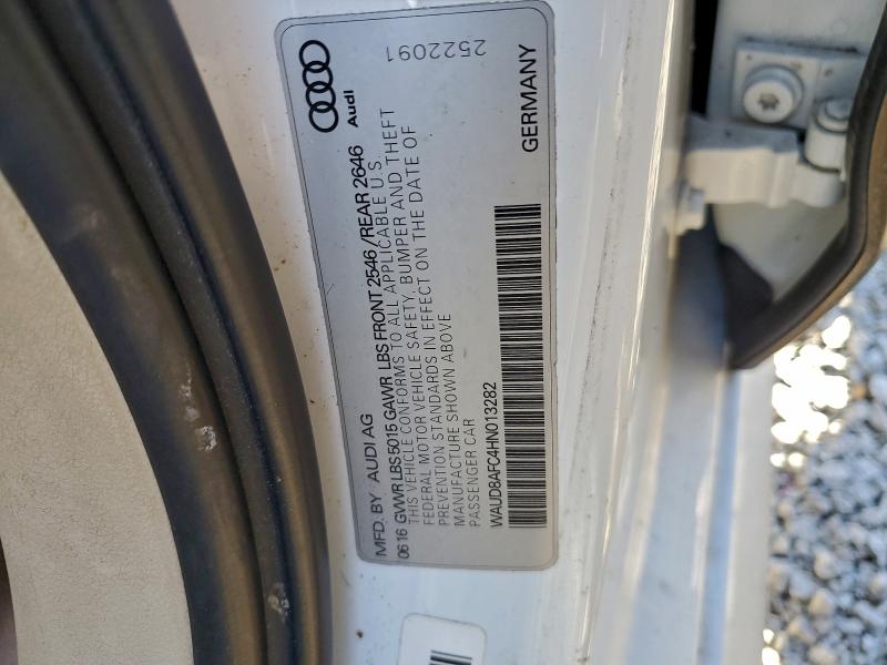 2017 Audi A6 Premium მანქანა იყიდება აუქციონზე, vin: WAUD8AFC4HN013282, აუქციონის ნომერი: 96845515
