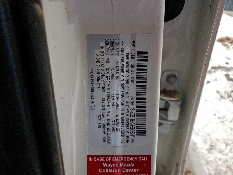 96754115 :رقم المزاد ، JM3KKEHAXR1152718 vin ، 2024 Mazda Cx-90 مزاد بيع