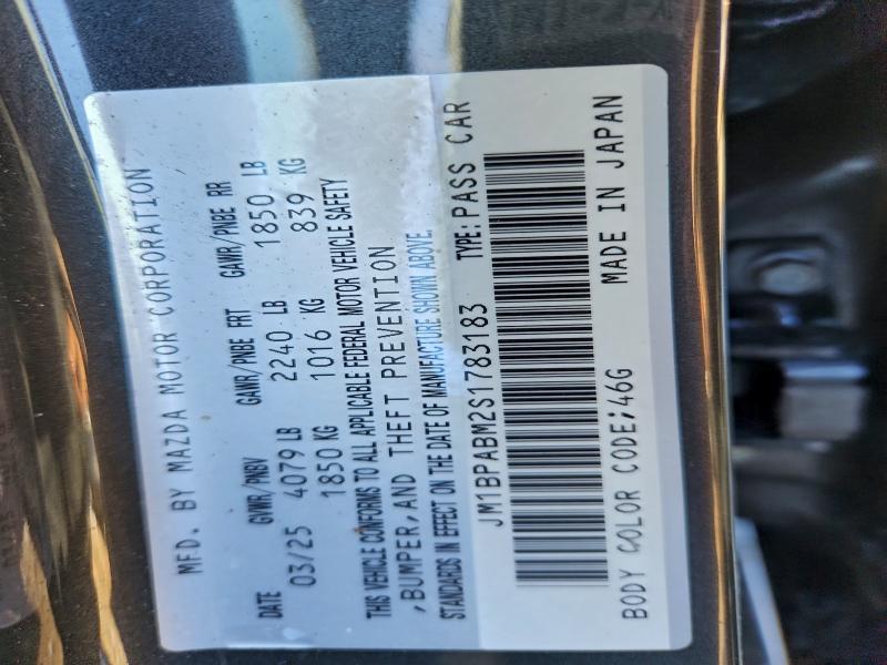 Продажа на аукционе авто 2025 Mazda 3, vin: JM1BPABM2S1783183, номер лота: 96921265